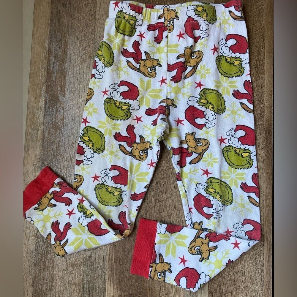 Disney The Grinch With Pup Kids Holiday Pajama Pants - Red and Green - Picture 1 of 5